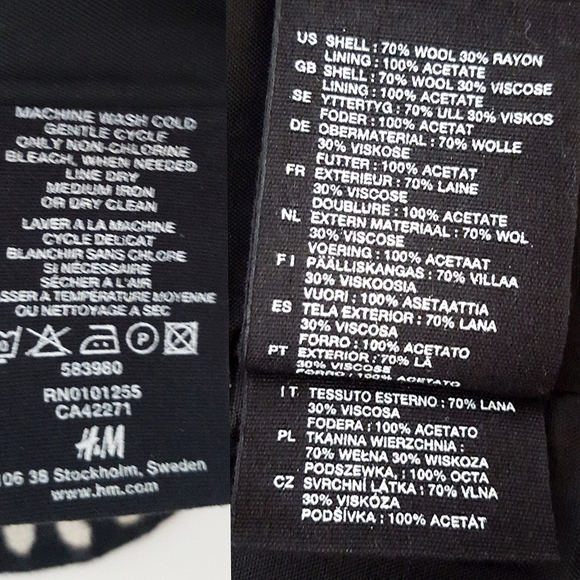 🔖H&M 90's-Y2K🌺BW Wool Polka-dots  Couture Bolero Cropped Jacket - Picture 8 of 10